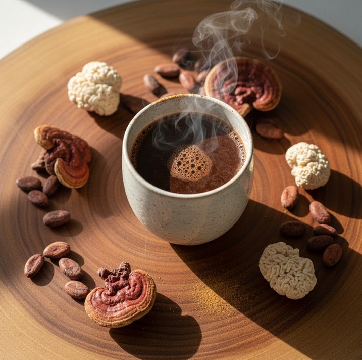 Vitality Elixir CACAO & SHROOMS- Adaptogen Booster - 7 Mushrooms & Cacao Ceremonial, by CacaoBliss