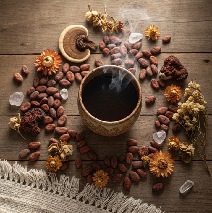 Vitality Elixir CACAO & SHROOMS- Adaptogen Booster - 7 Mushrooms & Cacao Ceremonial, by CacaoBliss